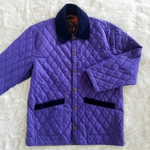SOLD FoxRun Womens Jacket Small Purple Quilted Corduroy Collar Snap Front Pocket - Picture 10 of 10